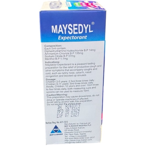  MAYSEDYL EXPECTORANT 100ML